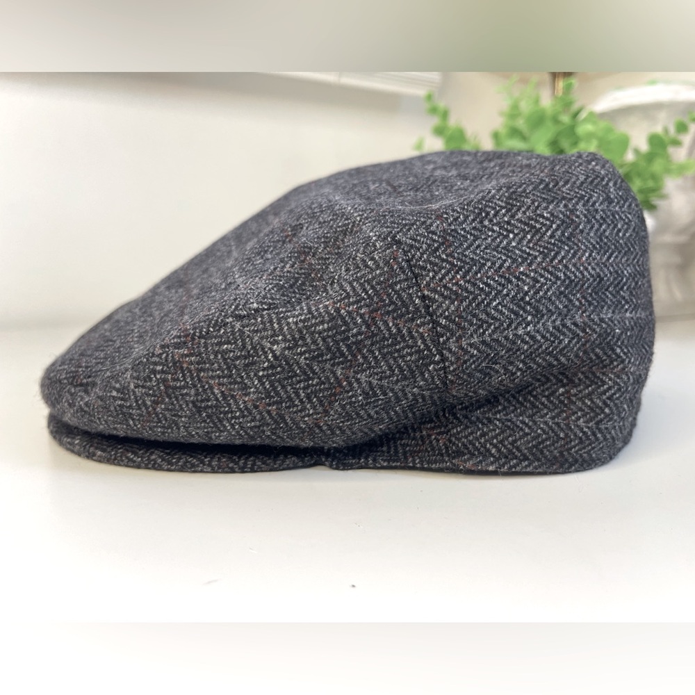 Creation Francaise Wool Blend Herringbone Cap Hat Academia English Countryside